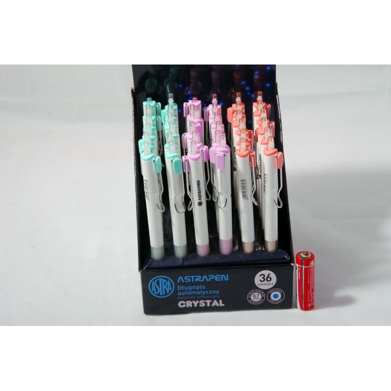 Długopis automatyczny Astra Pen Crystal white, display 36 sztuk