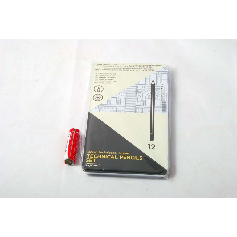 Ołówki techniczne GRAND metalowe pudełko - zestaw 12 szt.