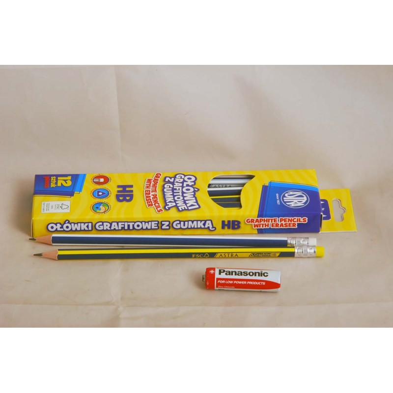Ołówki grafitowe Astra z gumką HB box 12 szt.uk